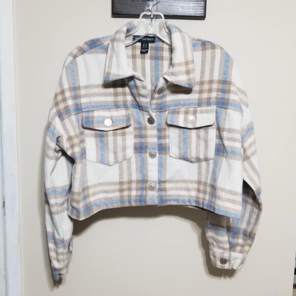 Streetwear Society Crop Shacket Medium Plaid Cozy Urban Rustic - Picture 1 of 6